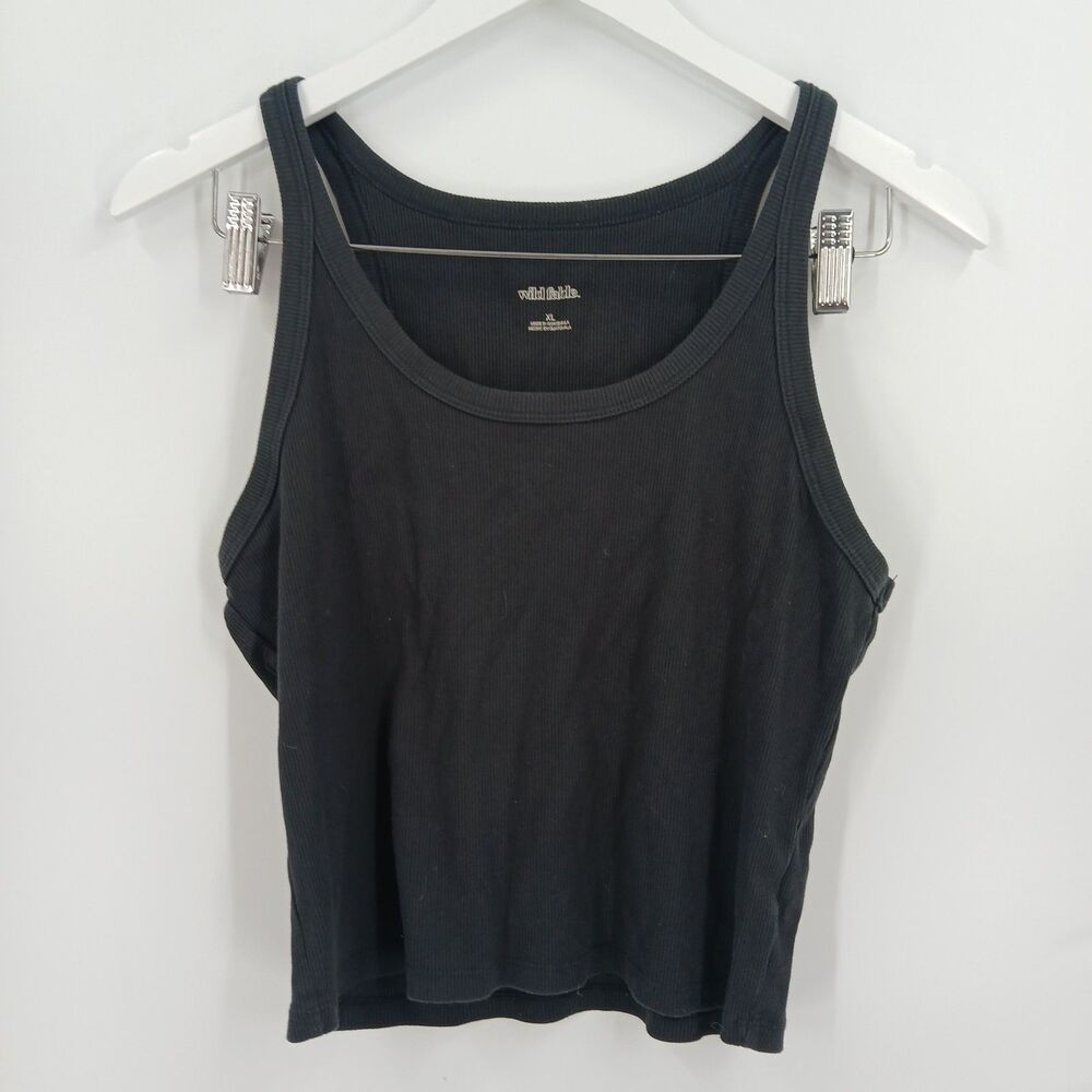 Wild Fable Womens XL Black Ribbed Cropped Tank Top Racerback